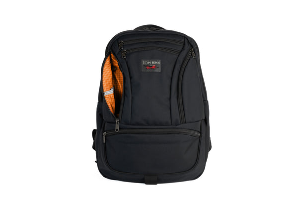A Synapse 25 in Black Ballistic with Zest (orange with white grid) 200 Halcyon interior.